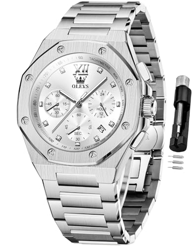 Image of OLEVS Watches for Men Luxury Fashion Large Dial Male Watches Analog Quartz Stainless Steel Waterproof Business Dress Men's Wrist Watch