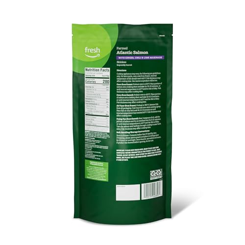 Amazon Fresh, Farmed Atlantic Salmon with Ginger, Chili and Lime Marinade, 16 Oz (Frozen)
