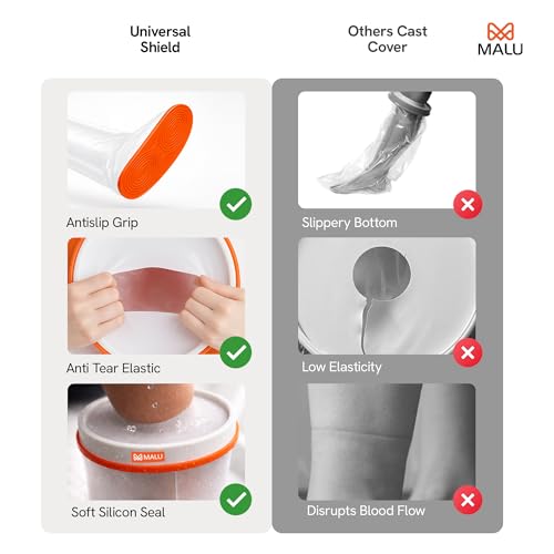 Image of 100% Waterproof Leg Cast Cover for Shower & Bath | Resuable Adult Cast Protector with Anti-Slip Bottom | Cast Covers for Shower Leg | Waterproof Shield for Showering After Surgery