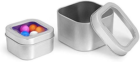 Nakpunar 6 pcs Clear Top Square Tins - 4 oz