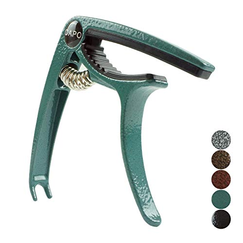 Quick-Change Guitar Capo, Lightweight Zinc Alloy Capo for Acoustic and Electric Guitars, Bass Mandolin Banjo Ukulele Capo with Metallic Alligator Grain (Dark Green)
