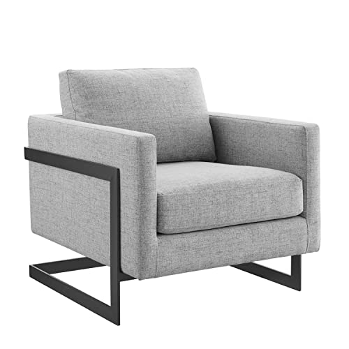 Sillón tapizado de tela Gris claro miniatura 1