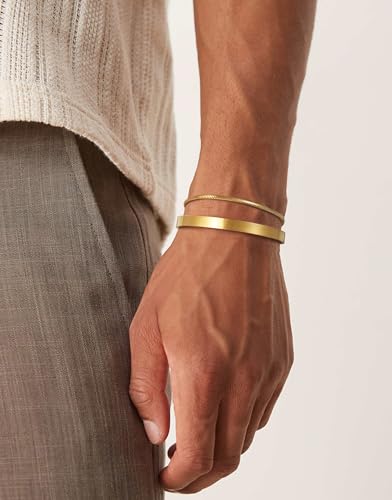 Image of Moodear Bracelet Set for Men, Sterling Silver Gold Plated Chain Bracelet Set
