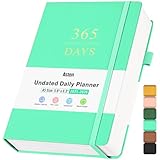 Daily Planner Undated, Planner 2024-2025, 365 Day Planner, Adhd Planner, Work Planner for Women Men, Hourly Planner Notebook for Goal Setting, Appointment Planner, Hardcover, Start Anytime, Mint Green