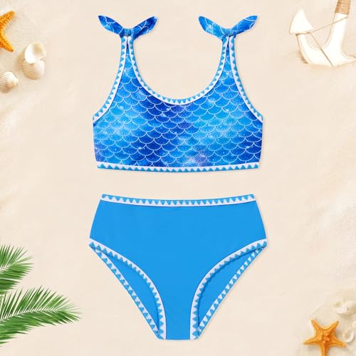 Image of Girls Two Piece Swimsuits Color Block Bowknot Swimwear Summer Beach Bikini Set Little Girl Bathing Suit with Chest Pad 3-10T