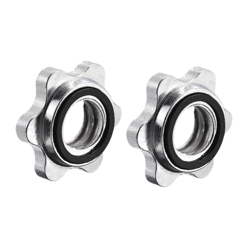 Yiju 2 Pieces Barbell Screw Collars for 25mm/0.98inch Bar Supplies Dumbbell Collars for Fitness Weight Lifting Workout Sports, Style B