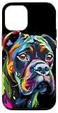 Fácil instalación Boxer Perro Colorido Cara Divertida Cachorro Amante del Arte Negro Carcasa para iPhone 12/12 Pro
