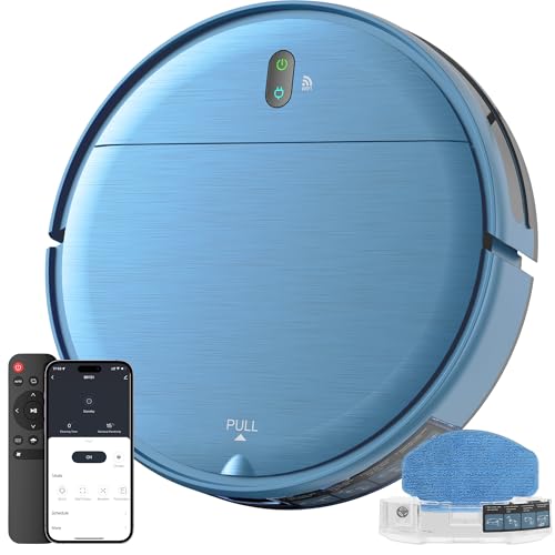 WSUANE Robot Vacuum, Robot Vacuum and Mop, Smart Robotic Cleaner with APP/Remote/Voice Control, Scheduled Cleaning, Slim Body & Self-Charging, Ideal for Pet Hair, Carpet and Hard Floors