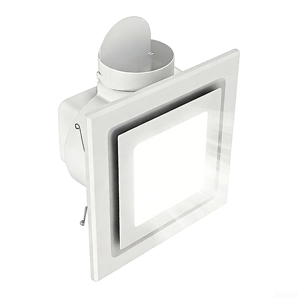 Extractor para baño silencioso con luz LED integrada, funcionamiento ultrasilencioso a 0,9 sones, potente eliminación de vapor y humedad para baños (30 cm)