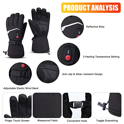 Sun Will Rechargeable Motorcycle Heated Gloves, Winter Gloves with 7.4V 2200mAh Battery for Men Women, Electric Heated… - Image 3