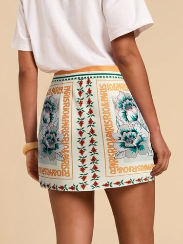 Women’s Summer Boho Skirts Floral Print Tie Knot Wrap Skirt Cute Tropical Ocean Graphic Mini Short Skirts Beachwear2