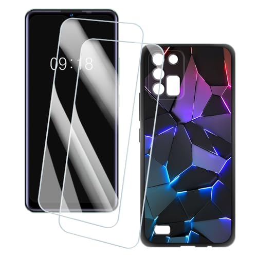 OAGELIM 2�Z�b�g �X�N���[���v���e�N�^�[ + �P�[�X Oukitel C25 (6.52 �C���`) �Ƃ̌݊������� �A�[�e�B�X�e�B�b�N�J�X�^���v�����g�J�o�[�Ƌ����K���X�t�B���� �X�N���b�`�h�~ (�􂯖�)