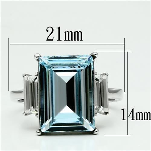 Marimor Jewelry Women's 10.6 Carat Radiant Cut Sea Blue Crystal Stainless Steel Engagement Ring2