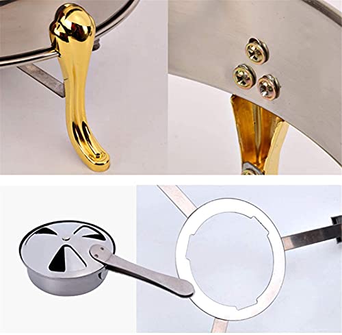 Scaldavivande in acciaio inox con fornello per vino e bagnomaria, scaldavivande rotondo per cucina, feste e matrimoni
