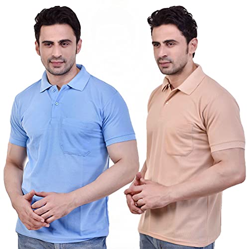 Image of SMAN Men's Polo T-Shirt Regular Fit Half Sleeve Multi Color Combo Pack of 2