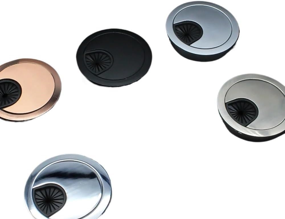 Pasacables De Escritorio, 1 Pieza Práctica De 50 Mm/60 Mm/80 Mm para Ordenador, Pasacables Metálicos para Escritorio, Mesa De Oficina, Organizador De Cables, Cubierta De Salida, H, Black 80mm
