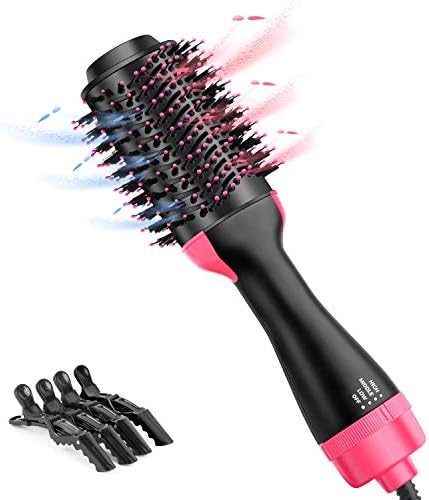Hot Air Brush and Blow Dryer Brush, One Step Hair Dryer and Volumizer 3 in 1 Upgrade Feature Anti-scald Negative hair straightening brush with Smooth Frizz and Ionic Technology
