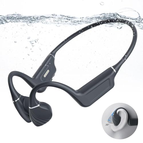 Bone Conduction Headphones - Bluetooth 5.4 & 32GB Memory MP3 Player IP68 Waterproof Headphones for Swimming, Bone Conduction with Mic Open Ear Running Headphone for Swimming, Running, Cycling (Black)
