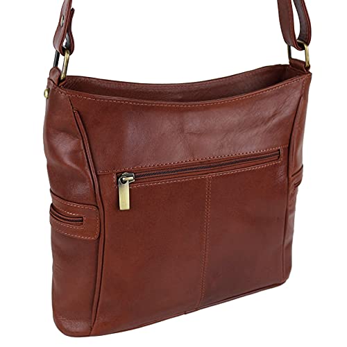 Sac à main bandoulière Gorjus en cuir tan marron avec grande bandoulière
