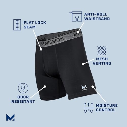 MISSION Mesh Boxer Briefs 6” Men’s Underwear - Performance Heat Release - 3 Pack2