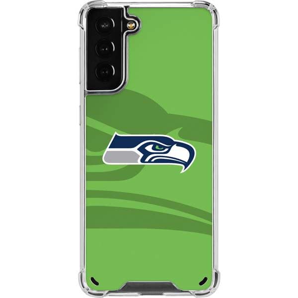 Skinit Clear Phone Case Compatible with Galaxy S21 Plus 5G - Officially Licensed NFL Seattle Seahawks Double Vision Design