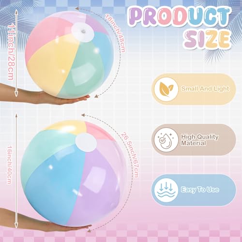 MiniInflat 3 Pcs Pastel Inflatable Beach Balls 24 & 16 Inch Large Round Pool Balls PVC Toys for Adults Kids Summer Beach Water Games, Birthday Luau Party Favors Decorations(Macarons) - image 5