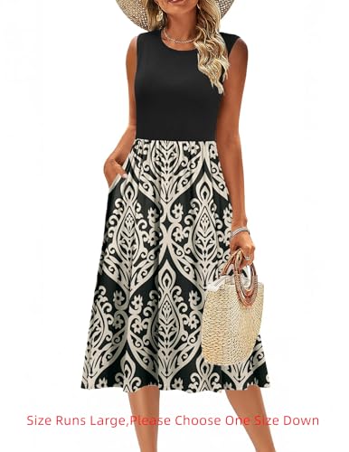 Image of Zeagoo Women's Summer Tank Midi Dress with Pockets Floral Sleeveless A-Line Casual Loose T-Shirt Dresses Beach Sundress 2026