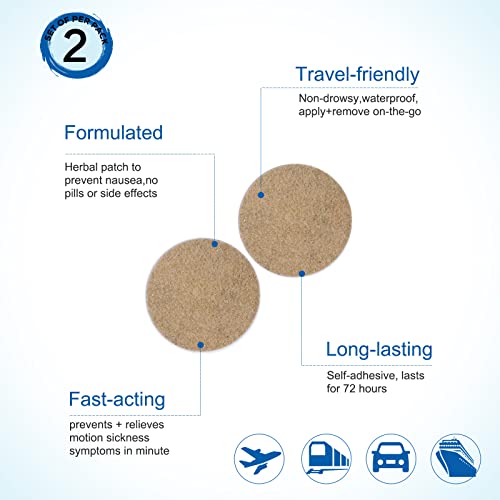 Dabiusy 40 Pcs Motion Sickness Patches, Anti-Nausea Patches Relieve Vomiting, Nausea, Anorexia, Drowsy, Dizziness Resulted From Travel Of Cars, Cruise, Airplanes, Fast Acting And No Side Effects #TOP6