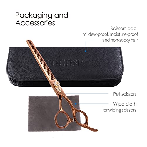 Image of Dog Thinning Scissors Grooming Scissors 7 Inch Professional Double Sided Thinning Scissors 48 Teeth Blender 25% Thinning Japan 440C (Bronze)