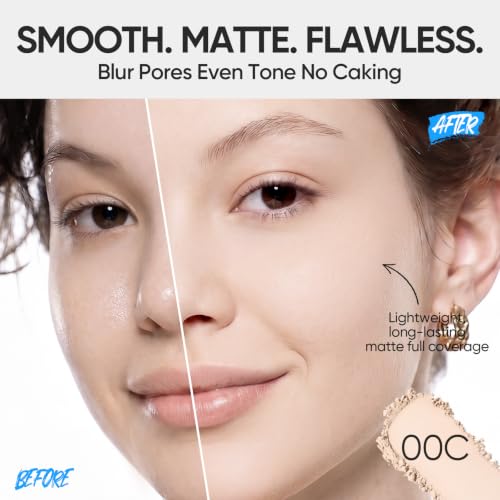 Image of SKINTIFIC Ultra Cover Powder Foundation For Oily Skin 00C Lace | Full coverage matte finish, one-swipe flawless, oil control, long-lasting pore-blurring pressed powder for oily skin.