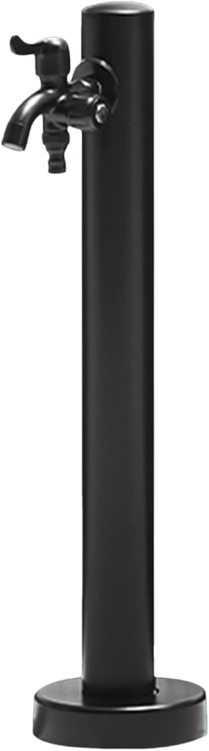 Outdoor Faucet Stainless Steel, Cylindrical Garden Water Column, Freestanding Outdoor Water Column with Dual-Outlet Faucet, Freestanding, for Yard Garden Irrigation(60cm/23.6in)