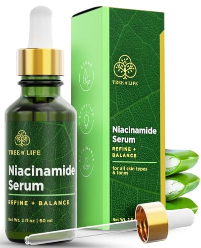 Tree of Life Beauty Niacinamide Vitamin B3 Serum, Hydrating Face Oil for Dark and Age Spots, Tightens Pores, Facial Serums for Sensitive Skin with Hyaluronic Acid and Vitamin E, 2 Fl Oz