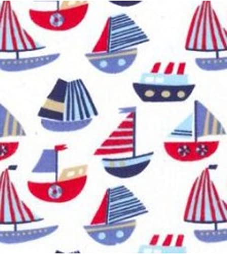 Tissu en polycoton imprimé bateau blanc de 5m pour loisirs créatifs