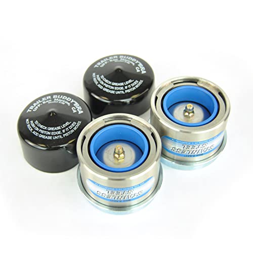 2.441 Trailer Bearing Buddies Stainless Steel with Rubber Cover Bras for 6 Lug Trailer Hubs - Set of 2