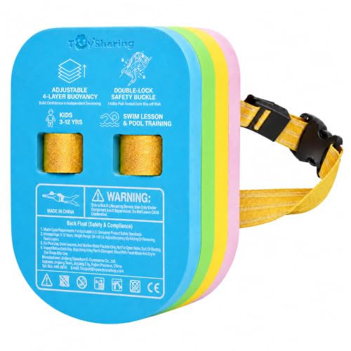 Swim Float Kids Back Belt: Pool Safe Dual-Lock Buckle 140lbs Pull-Tested - Zero Slip-Off Risk Trainer Bubble - 4-Layer Adjustable Buoyancy for Swimmers 3-12 Yrs