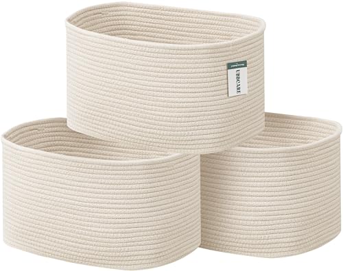 Image of UBBCARE 3 Pack Shelf Baskets - 15x10x9in Decorative Woven Storage Basket, Beige
