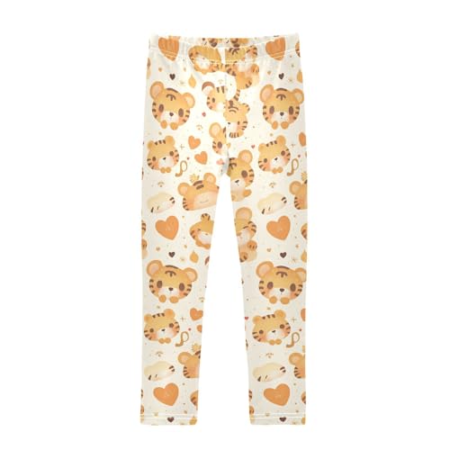 KLL Seamless Tigers Gold Pattern Illustration Toddler Girl Leggings Stretchy Full Length Dance Pants Running