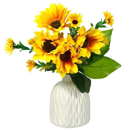 Dekorly Artificial Sunflower with Vase,Silk Flower Arrangements, ...