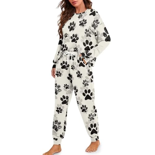 Image of Women's Pajamas Set Soft 2 Piece Loungewear Long Sleeve Pj Set Matching Sleepwear with Pockets for Women Plus Size