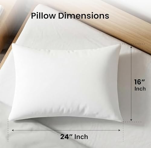 Image of Comfort Nest Microfiber Plain Pillows, Set of 2, 16 x 24 Inch, Super Soft, 90 GSM, 40 x 60 cm - White