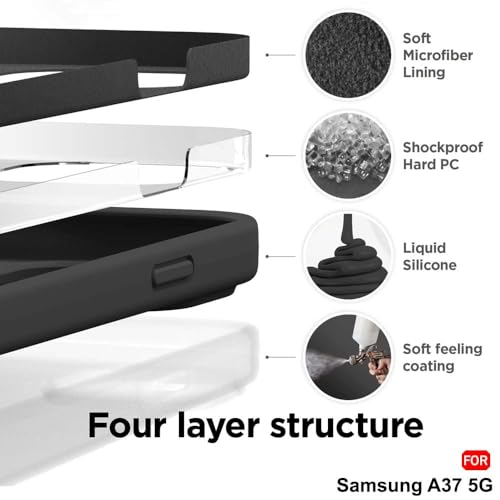 Image of TheGiftKart Back Cover for Samsung Galaxy A37 5G Case | Genuine Liquid Silicone | Soft Micro-Fibre Lining Inside | Camera Protection Bump | Shockproof Galaxy A37 Back Cover (Silicone, Black)