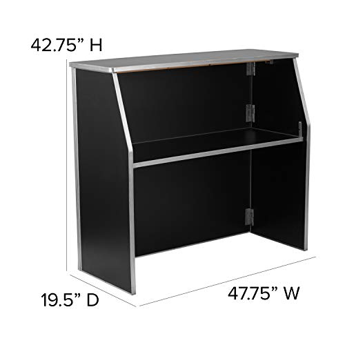 Flash-Furniture-4-Folding-Portable-Event-Bar-with-Top-and-Middle-Shelves-Mobile-Laminate-Foldable-Bar-for-Parties-and-Events-Black Flash Furniture 4 Folding Portable Event Bar with Top and Middle Shelves Mobile Laminate Foldable Bar for Parties and Events Black