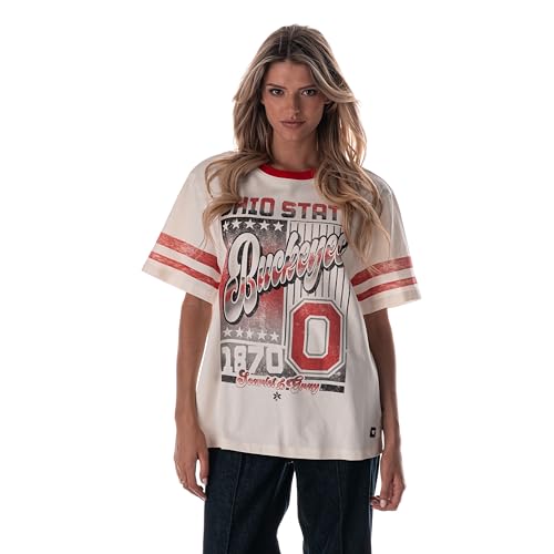 Ohio State Buckeyes NCAA Officially Licensed Premium Vintage Drop Shoulder Tee Large Ivory