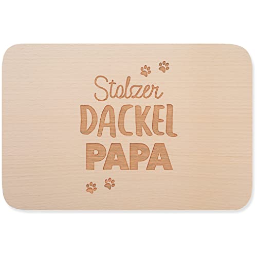 JUNIWORDS Frühstücksbrettchen, Stolzer Dackel Papa, Holzbrett Frühstücksbrett Holzbrettchen (1010003)