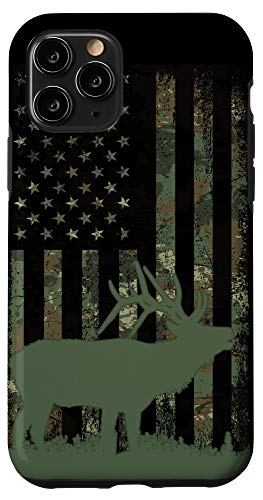 iPhone 11 Pro Camo American Flag Elk Hunting Gift Men Hunter Camouflage Case
