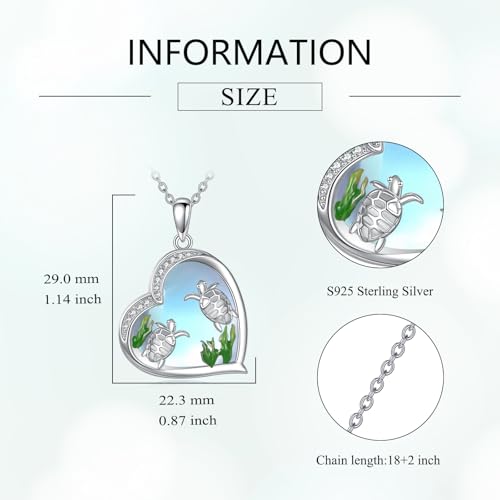 Image of Heart Necklace 925 Sterling Silver Animal Pendant Cute Heart Jewelry Gifts for Women Animal Lover
