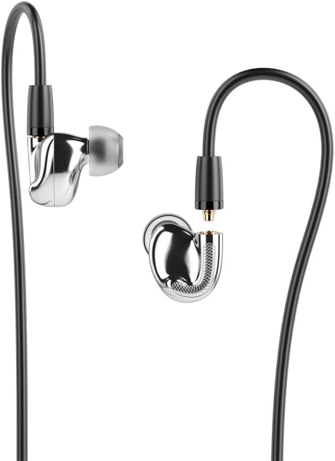 Aune Jasper-T in-Ear Monitors IEMs Pure-Fidelity HiFi Earphones in-Ear Headphones, MMCX (Silver)