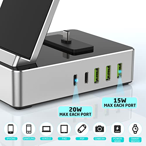 100W Aluminum Alloy Wireless Charger, 8 In 1 Charging Station For Samsung Devices,Usb C Charger Dock For S22 Ultra, Etc.galaxy Watch 5, Active 2/1, Galaxy Buds/Pro/Live (Silver) #TOP2