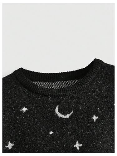 WDIRARA Women's Gothic Skull Pattern Sweater Crew Neck Long Sleeve Pullover Knitted Top3