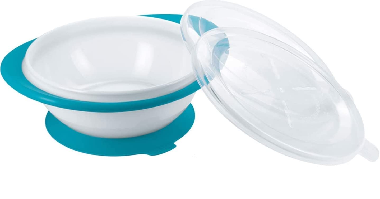 NUK Set d'apprentissage | Tasse d'apprentissage Trainer Cup (230 ml) | Bol d'apprentissage et cuillère | À partir de 6 mois | Sans BPA | Bleu | 4 pièces